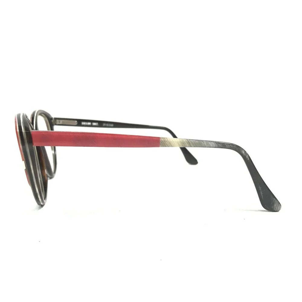 Vintage Buffalo Horn Eyeglasses Frames Striped Grey Pink 18K Gold 54-17-135